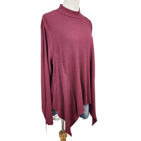 Anthropologie‎ t.la Top Women's 1X Mock Neck Long Sleeve Waffle Knit in Rose - Picture 2 of 12